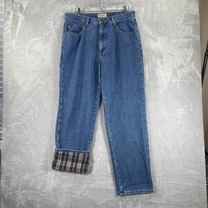 L.L. Bean Jeans mens 34x32 Flannel Lined Relaxed Fit Denim Blue Outdoor Workwear
